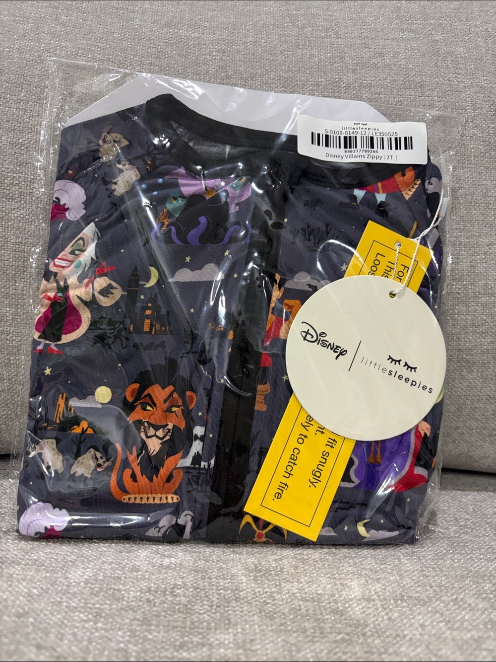 Little Sleepies Disney Villains Pajama Set - Black with Orange & Purple Accents